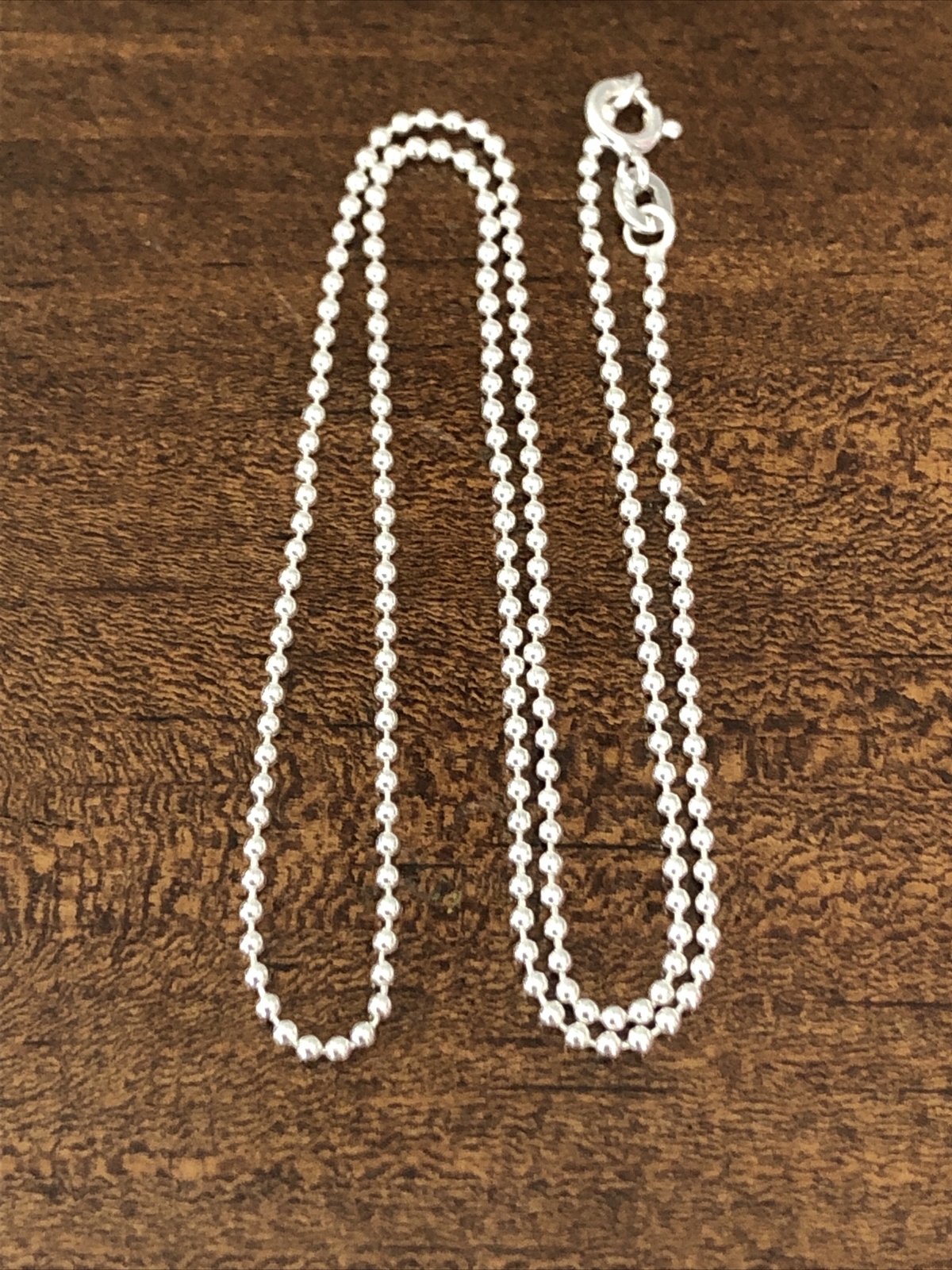 New 925 Sterling Silver Beaded 16” Chain Necklace 1.5mm
