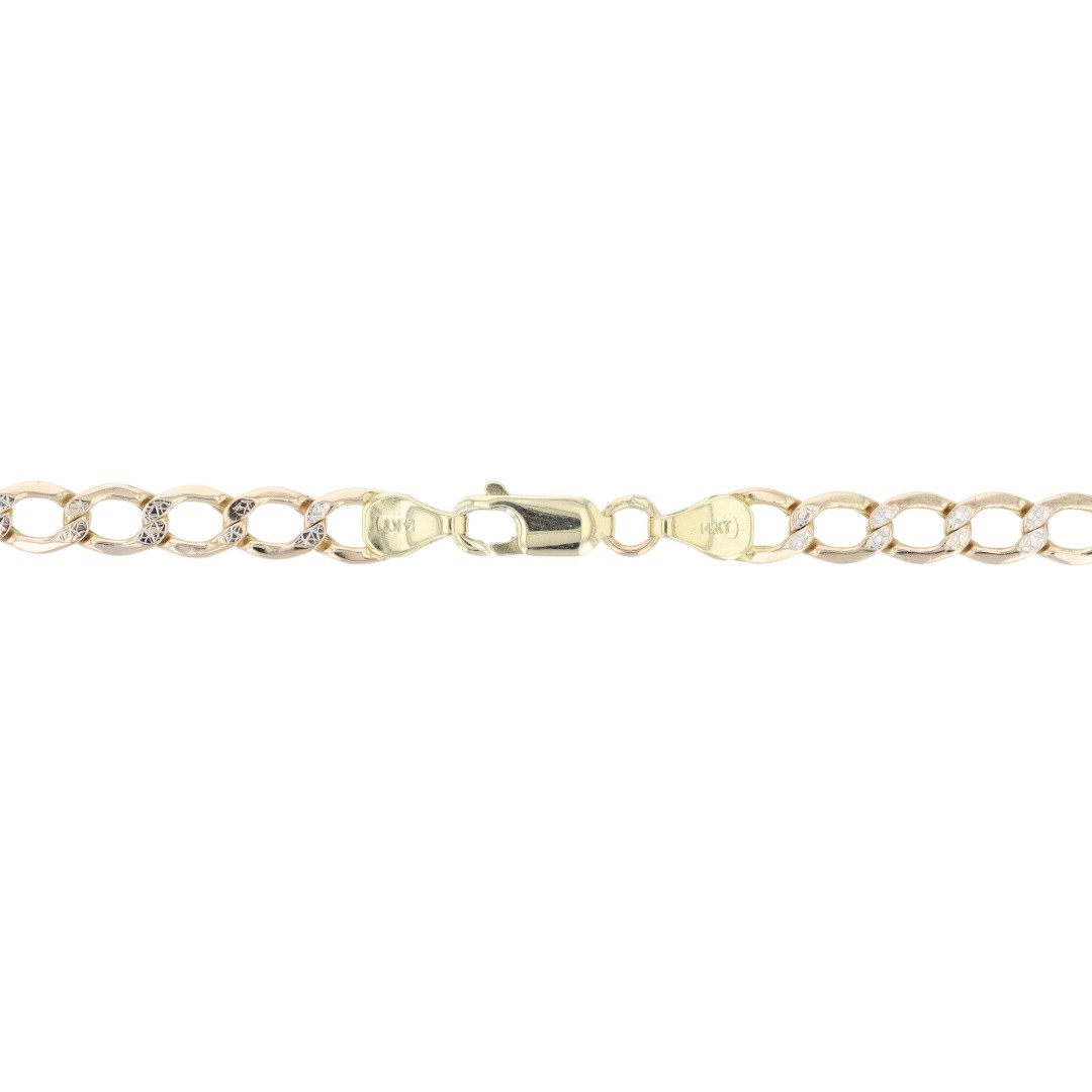 5.2mm Hollow Curb Link Chain 23.25″ Necklace 14k Multi-Tone Gold 9.66 Grams