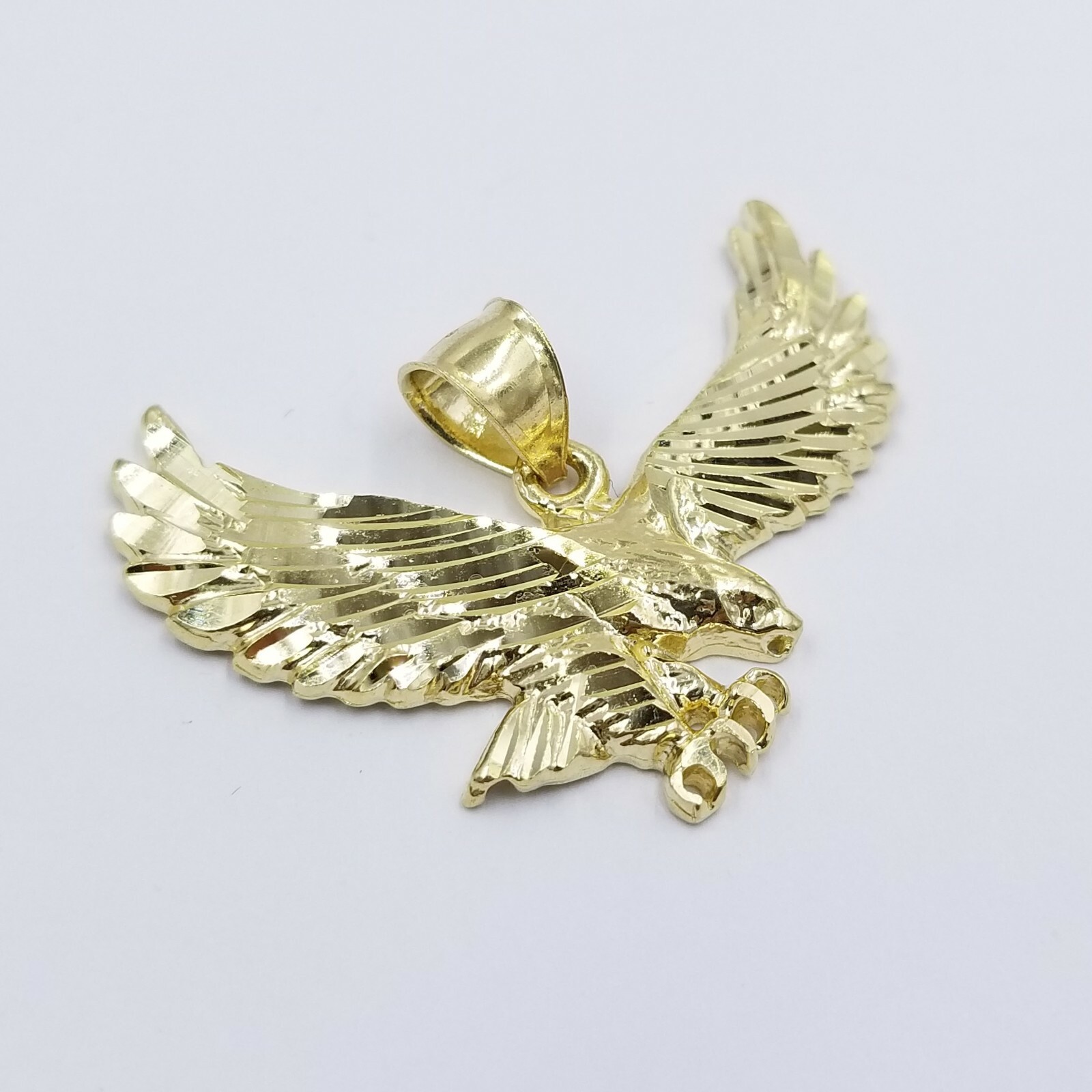 REAL10k Yellow Gold Flying Eagle Charm Pendent Miami Cuban Chain 3mm 18 20 22 24
