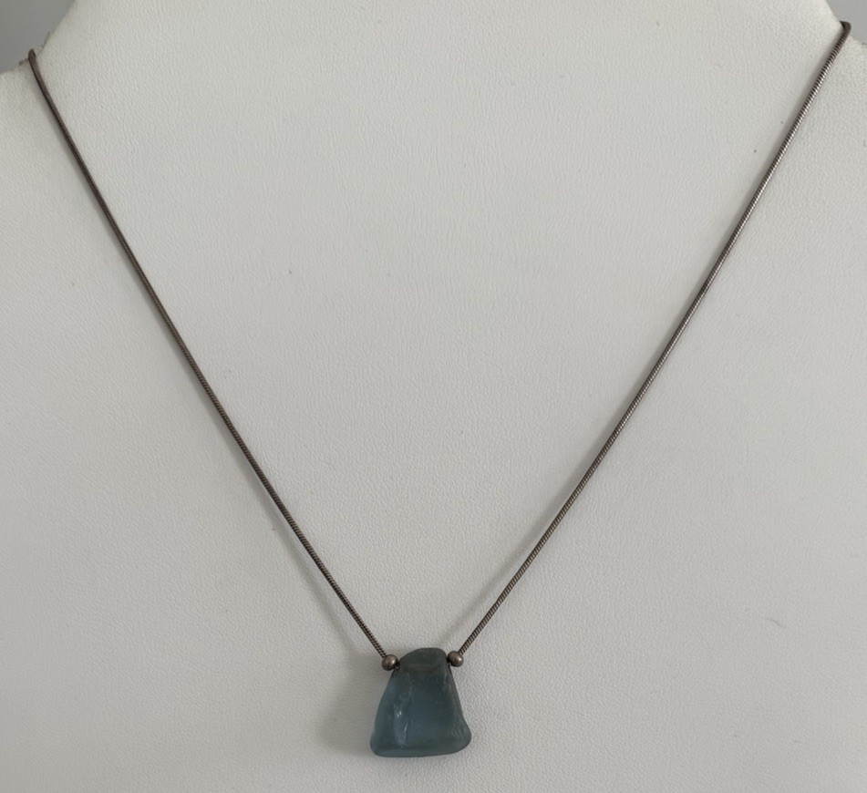 Sterling Silver 925 Sea Glass Pendant Necklace Chain 16.25”