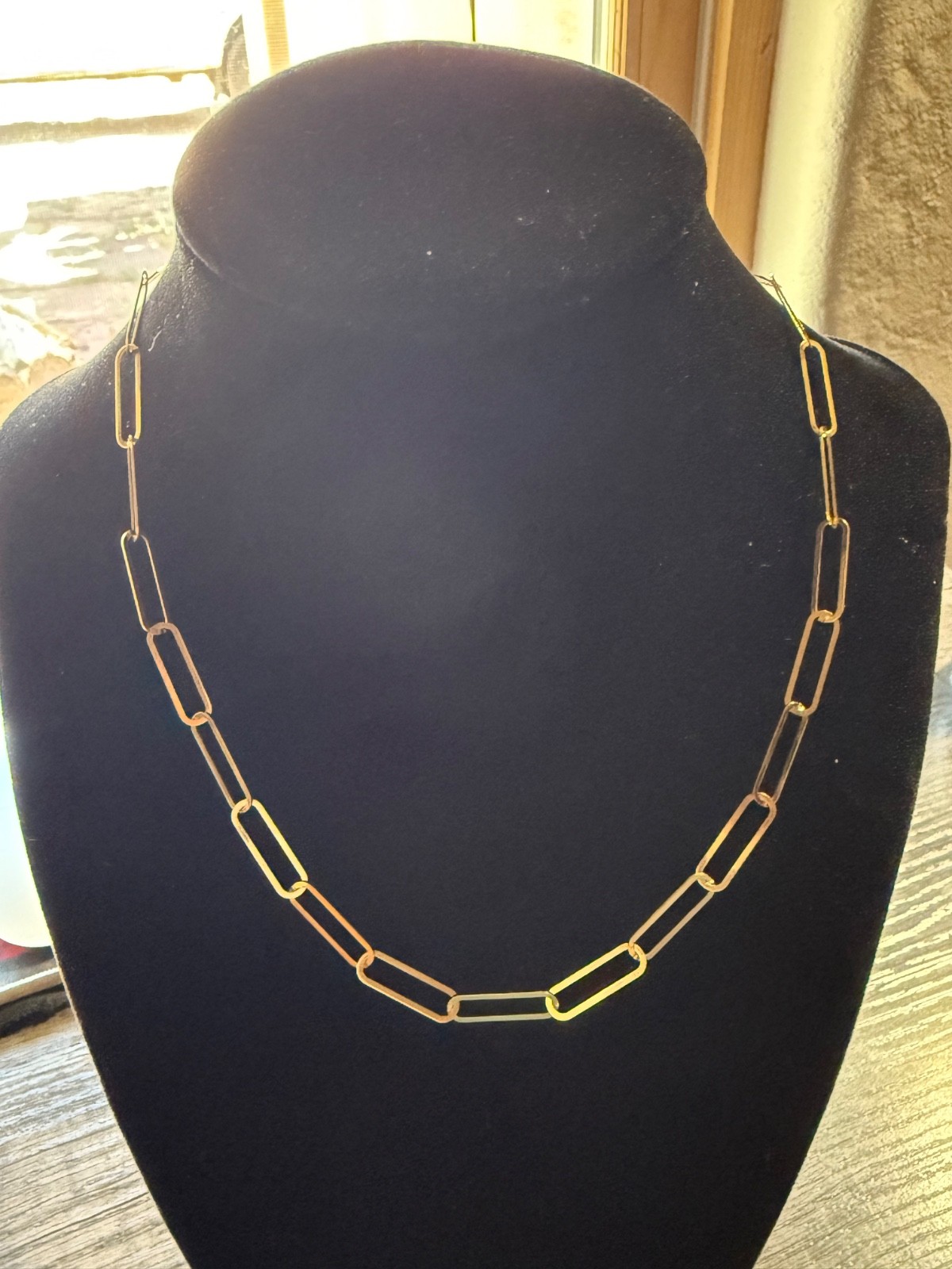 Dubai Design Paper Clip Link Solid 18k Gold Chain Necklace 16″ * Quality * Rare