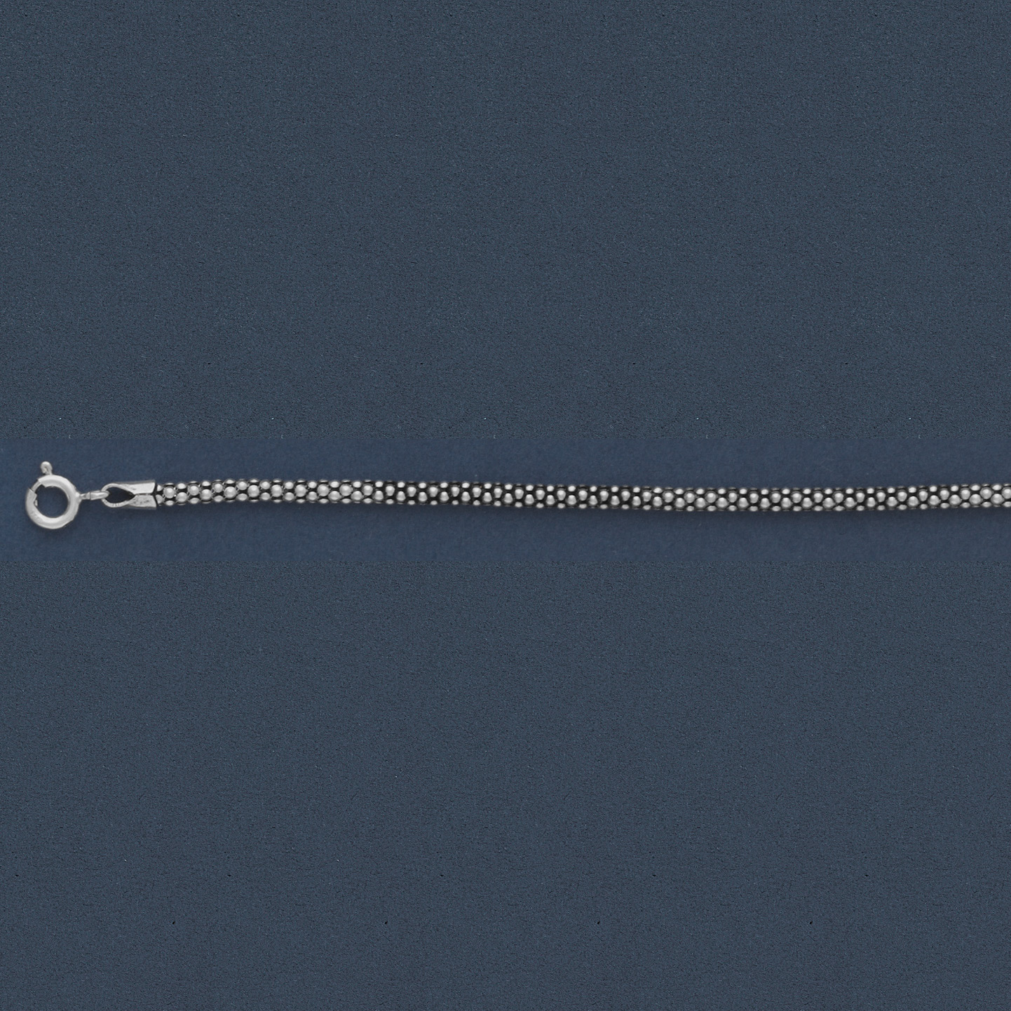 925 Solid Silver BALI POPCORN Chain Necklace-Italian Silver Necklace-Oxidized