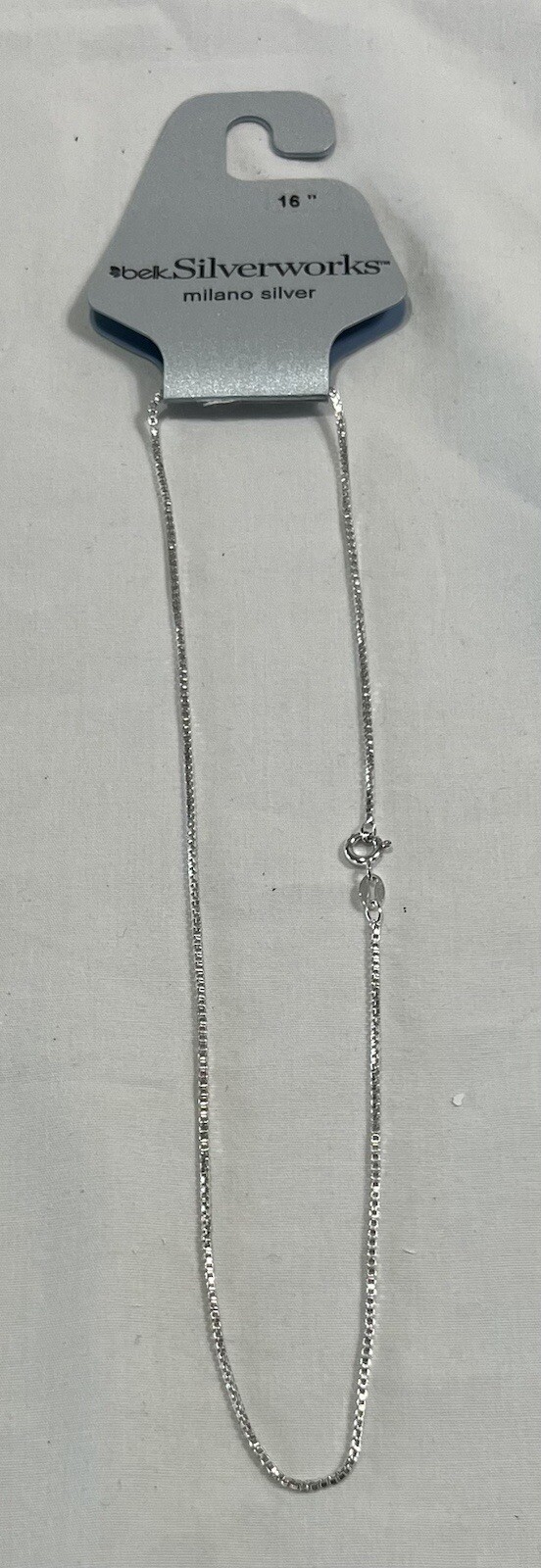 16” Sterling Silver Box Chain Necklace Bell Silver Works Milano Silver New