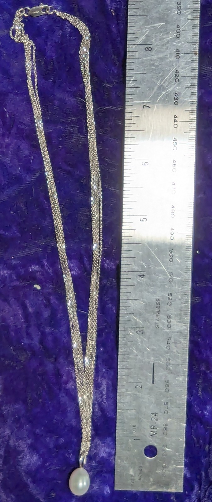 Multiple Sterling Silver Strands Pearl Bead Necklace