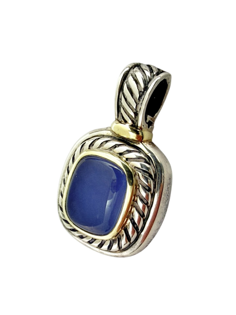 David Yurman 14K Gold .925 Sterling Silver Noblesse Chalcedony Albion Pendant