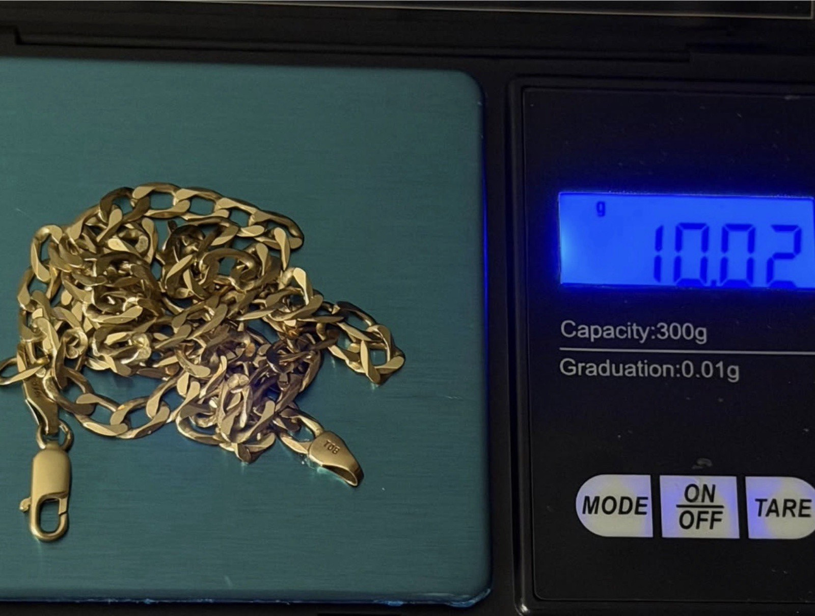 10K Yellow Gold Italy Curb Link Chain Necklace 22in Lobster Clasp Signed