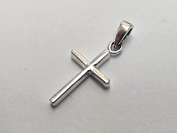 925 Sterling Silver Plain Beveled Cross Pendant 1 1/2 Inch (38mm) Tall