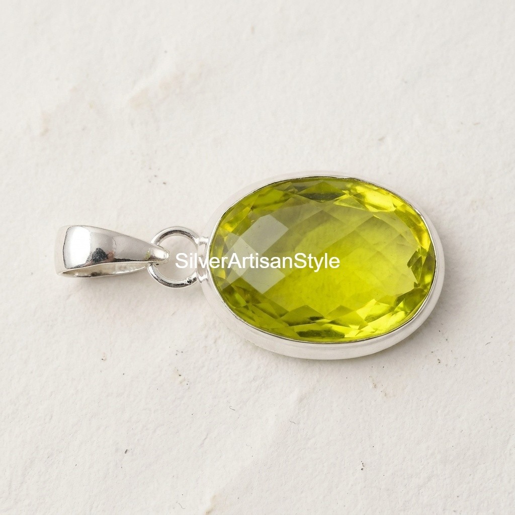 Peridot Gemstone Handmade 925 Sterling Silver Jewelry Pendant For Gifts Handmade