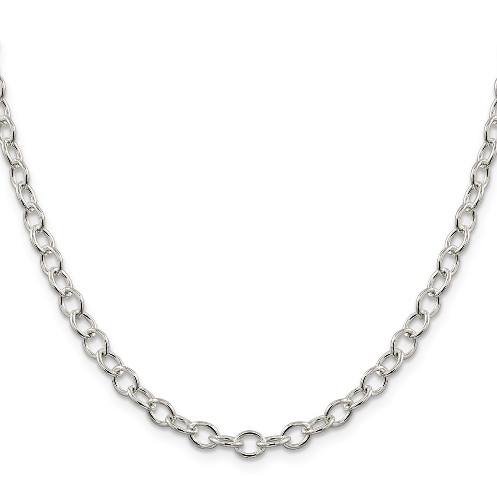 Sterling Silver 5.3mm Oval Cable Chain Necklace 26 In