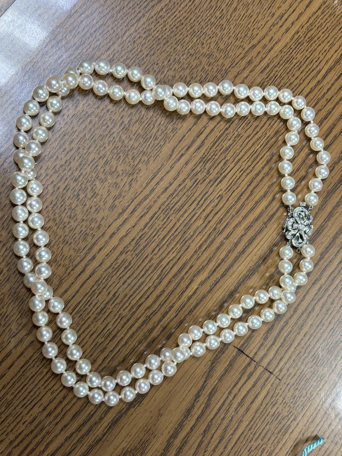 Angara Fresh Wayer Pearl Double String 20’ Strand Necklace