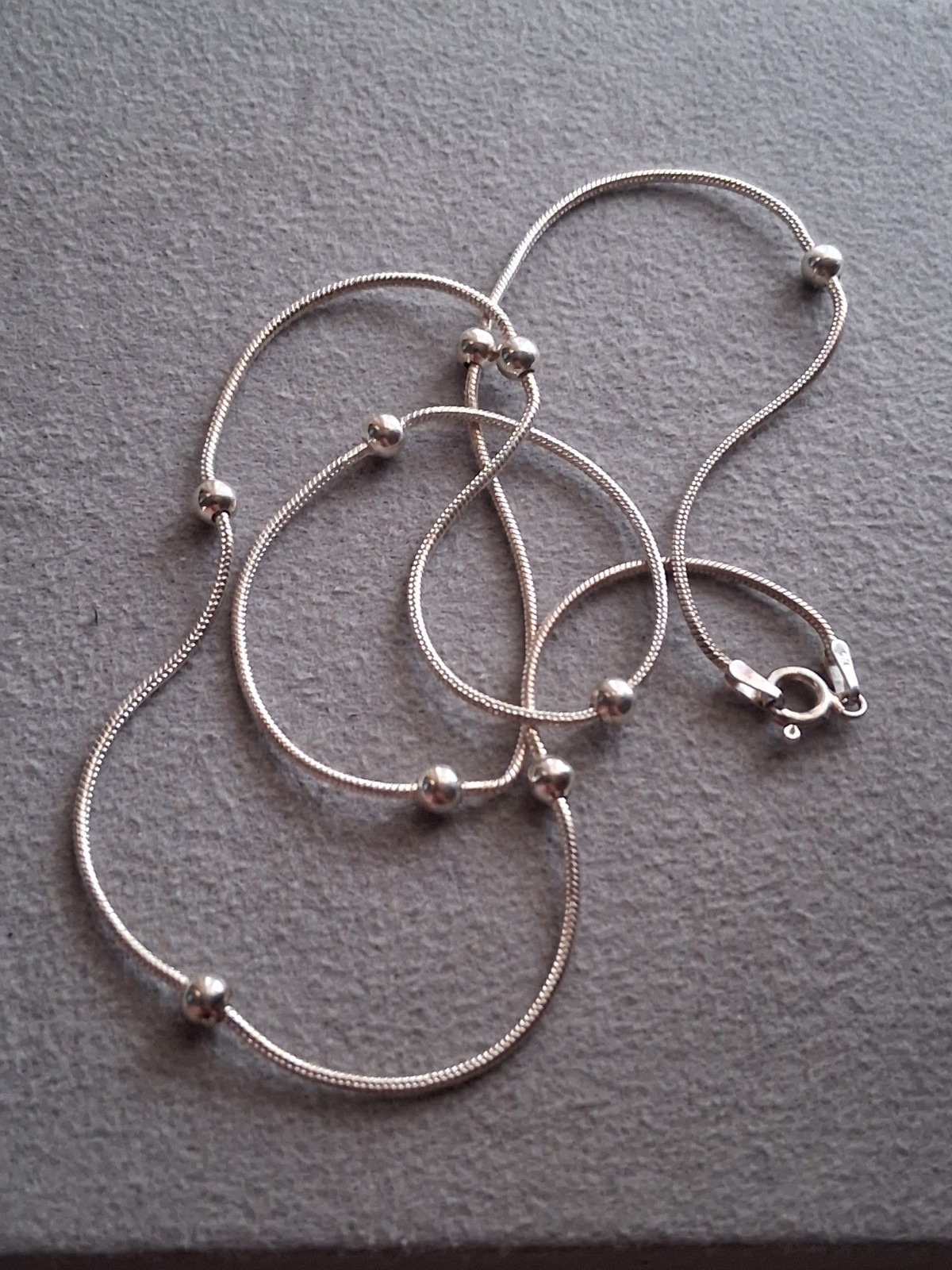 Sterling silver station bead necklace 18″, 925 Italy