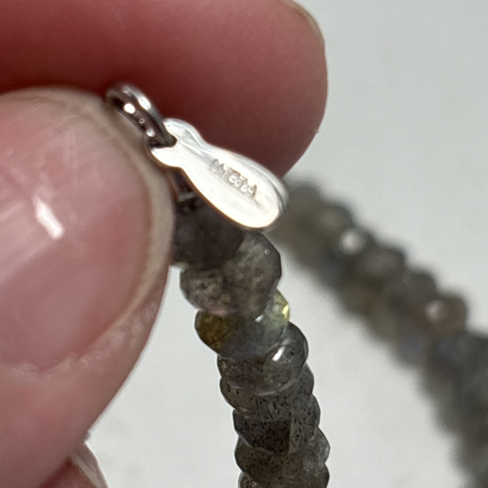 UTC Faceted Labradorite Necklace Sterling India 16-19”