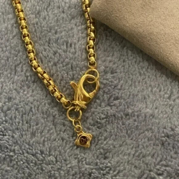 David Yurman Gold and Diamond Dog Tag Pendant Necklace