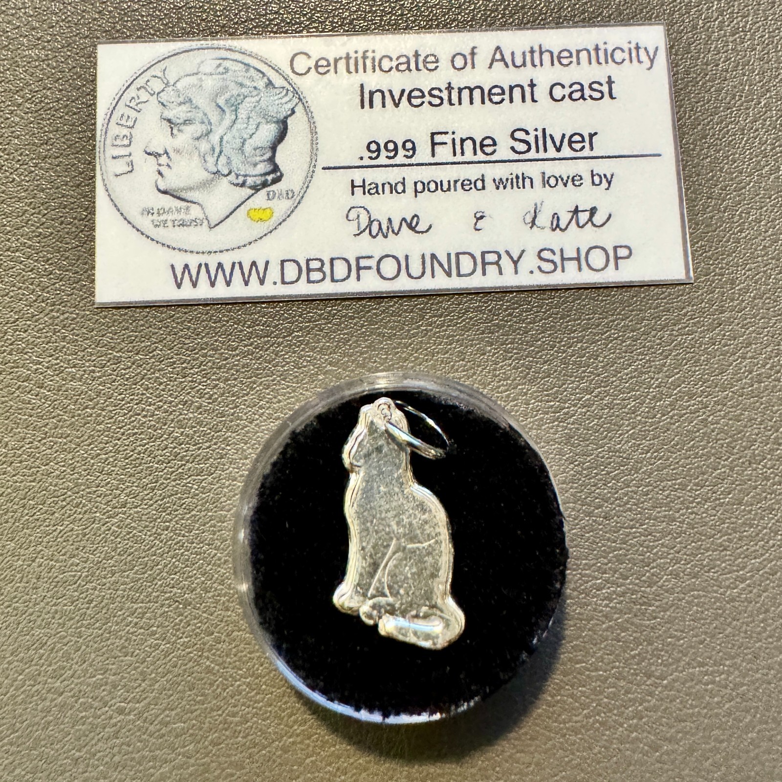 999 Fine Silver Hand Poured 2.2g Cat Necklace Pendant DBD Foundry
