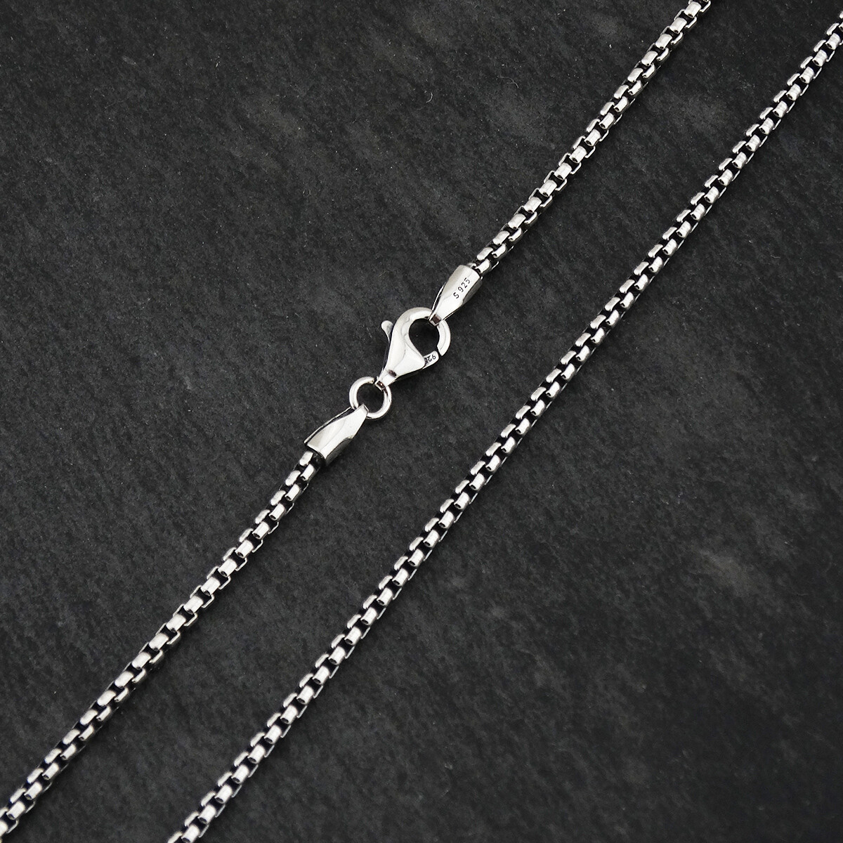 2mm Oxidized Round Box Chain Necklace – 925 Sterling Silver 16″-30″ Unisex