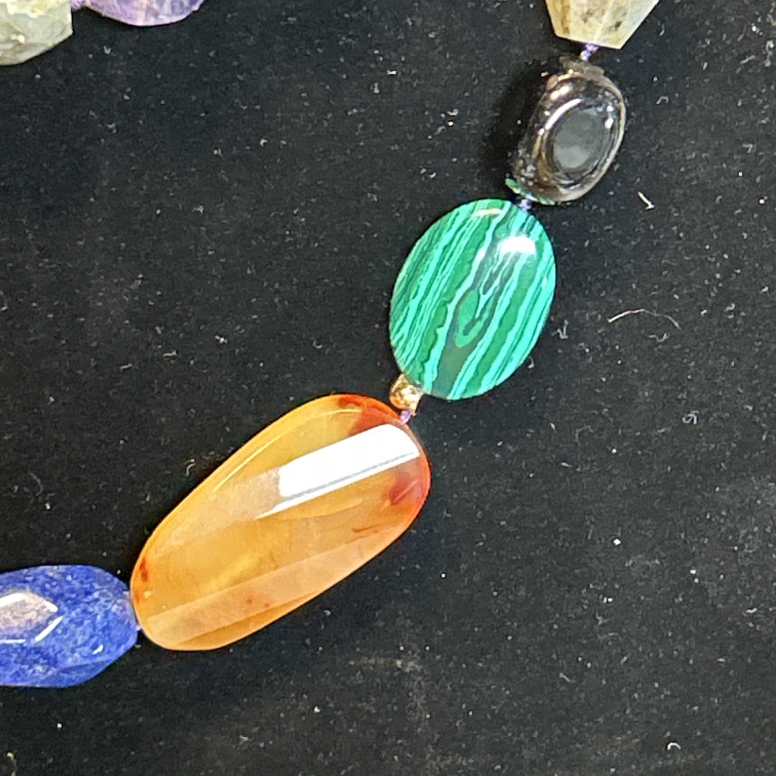 Large Multi Gemstone Necklace-14k Clasp-36in Long