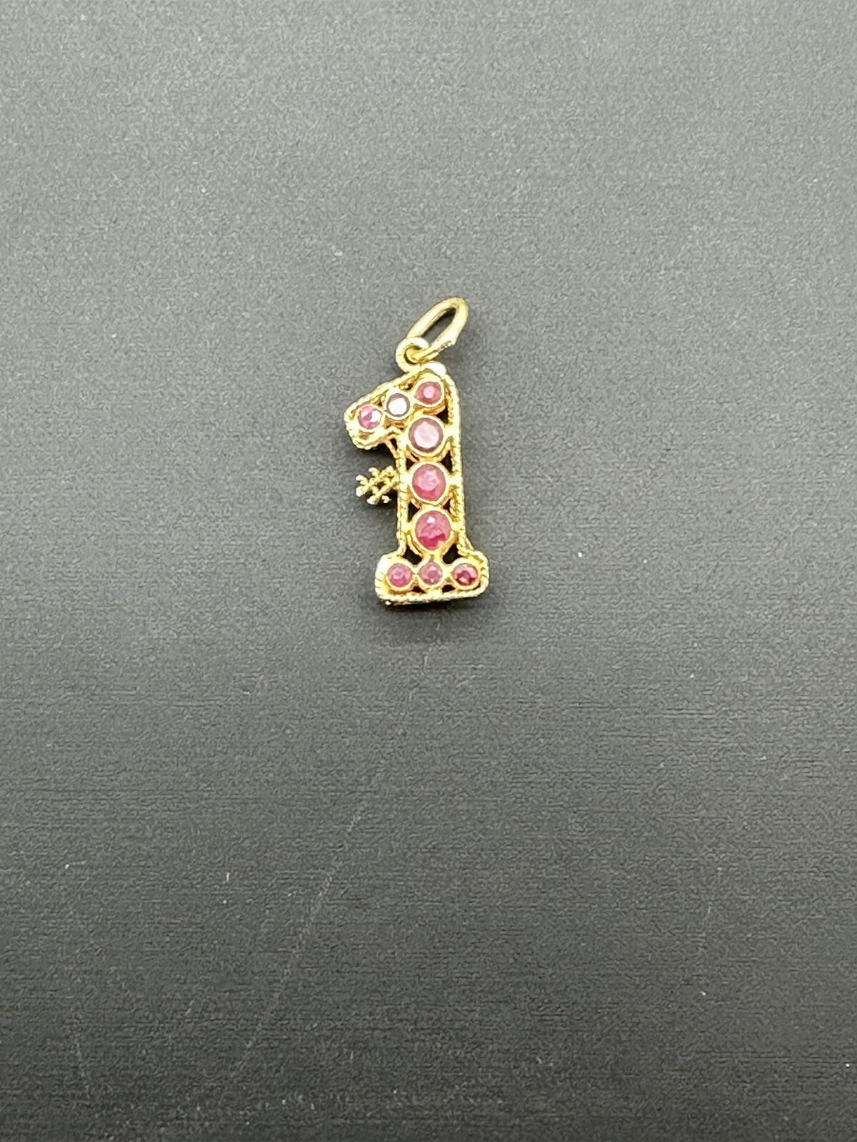 18k Yellow Gold Ruby Number 1 Birthstone First Birthday Anniversary Puff Charm