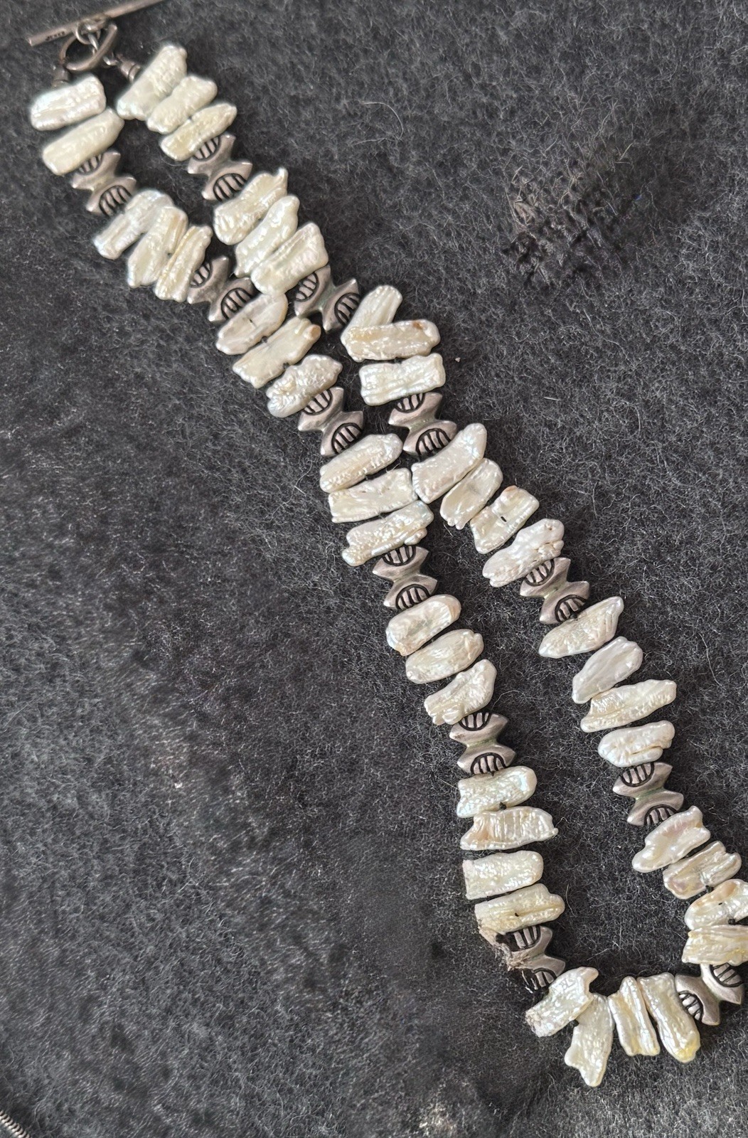 Designer Lisa Jenks Pearl Station Fancy Hook 16 Inch Necklace