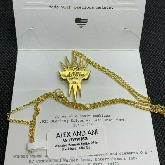 Alex and Ani Necklace Wonder Woman 14K Gold/Sterling Silver Spike Pendant $158