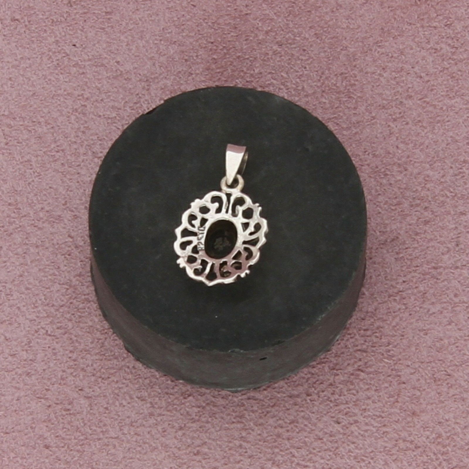 sterling silver black onyx scroll pendant