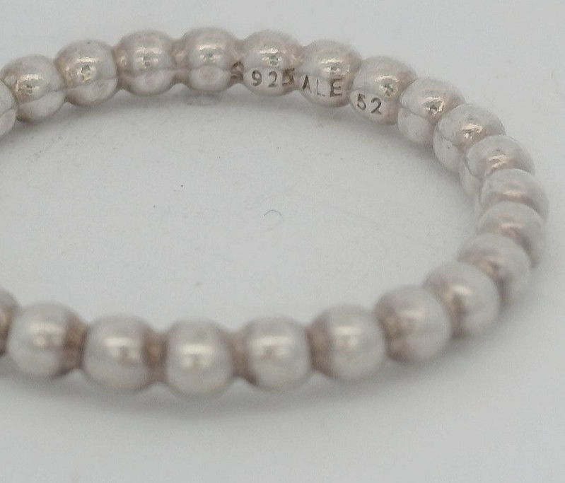 PANDORA Sterling Silver Eternal Clouds Beaded Stackable Band Ring 190615 Size 6