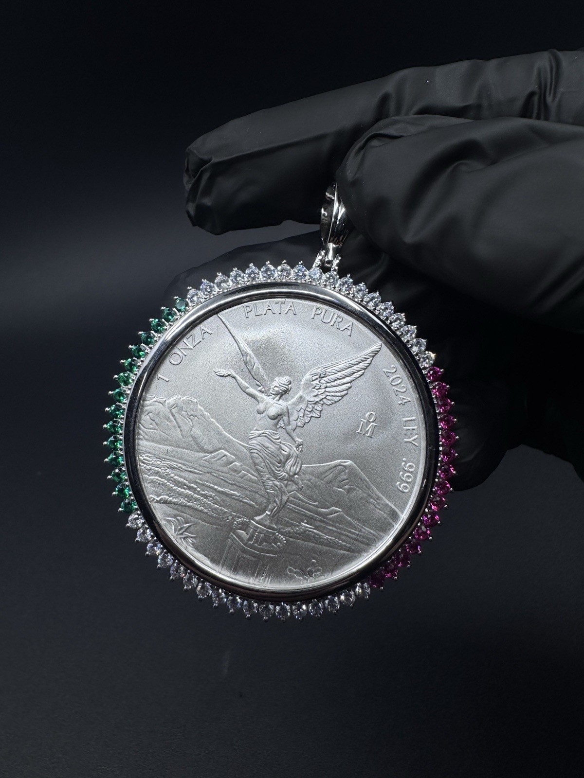 1oz 999 Libertad Centenario Coin with 925 Sterling Silver Bezel Mexico Pendant