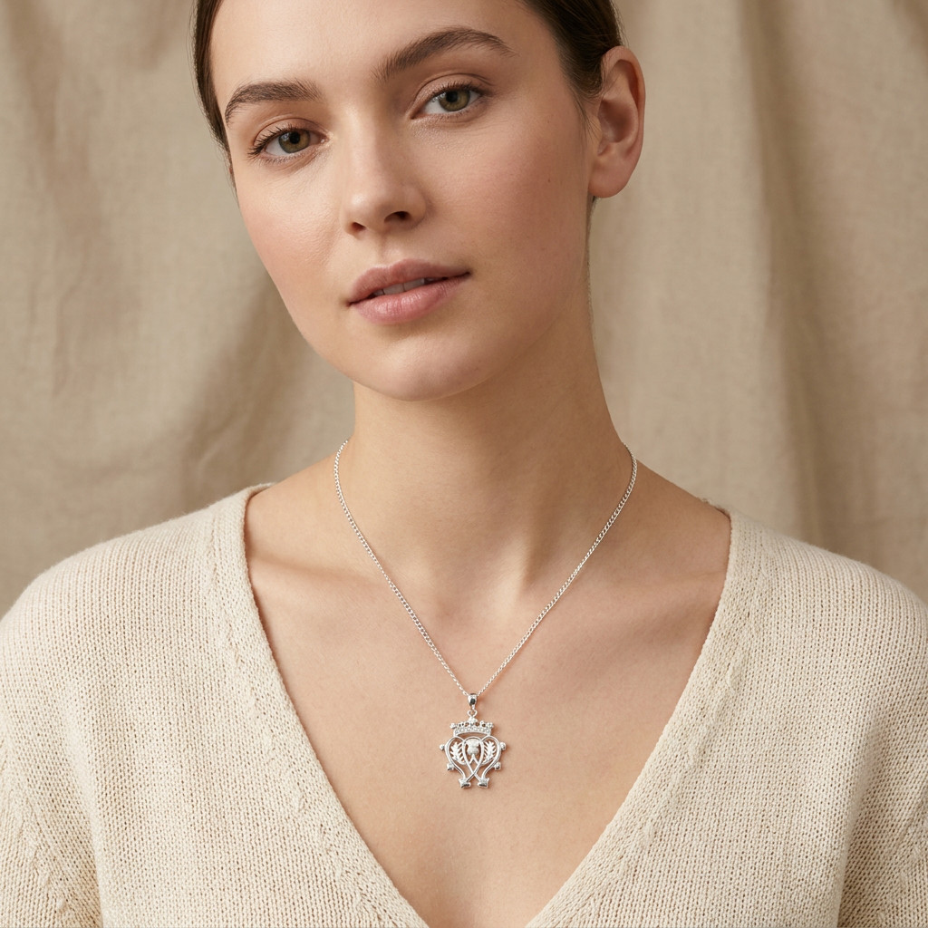 Sterling silver Scottish Luckenbooth pendant necklace with 18″ silver chain