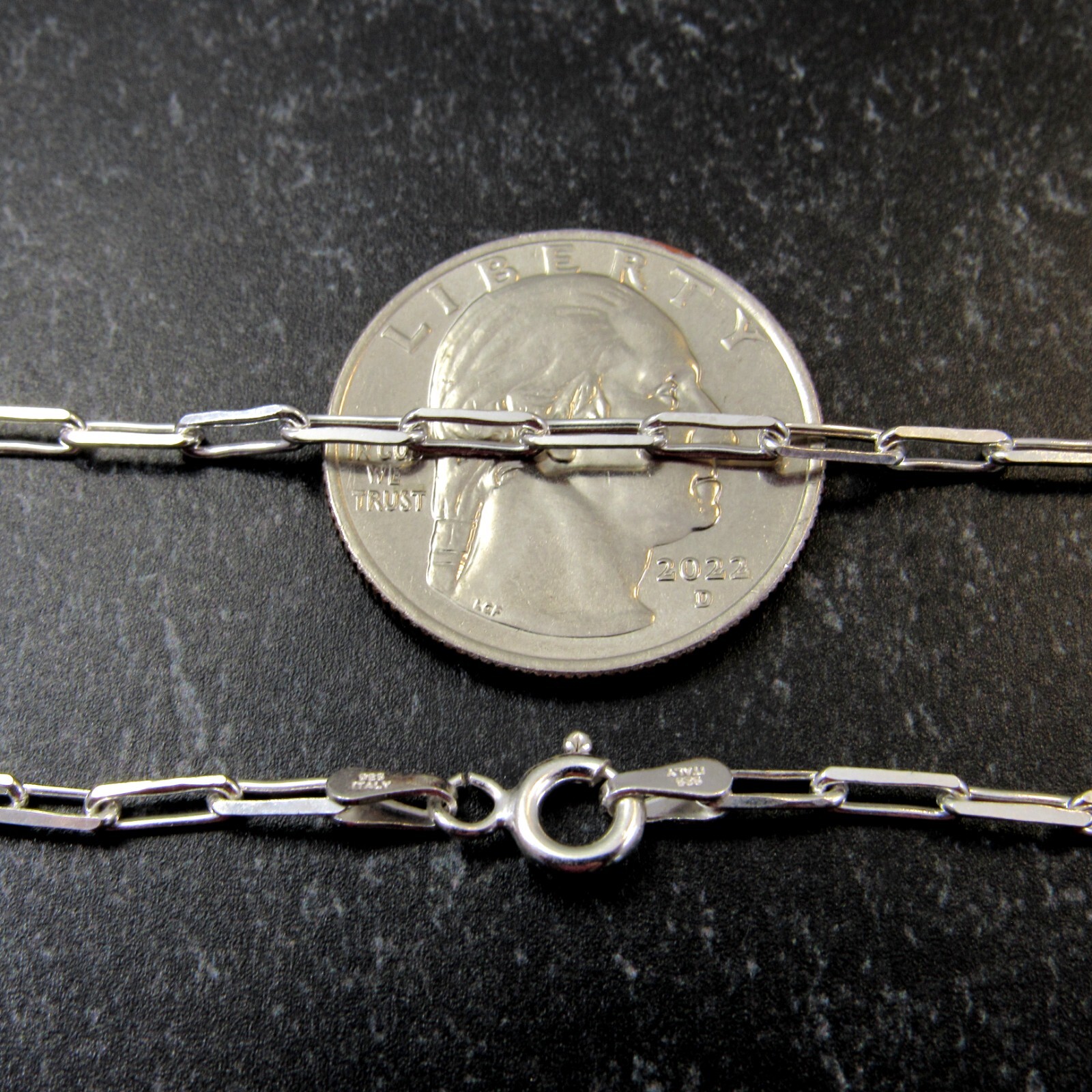 Solid 925 Sterling Silver Italian Paperclip Rectangle Chain Necklace or Bracelet