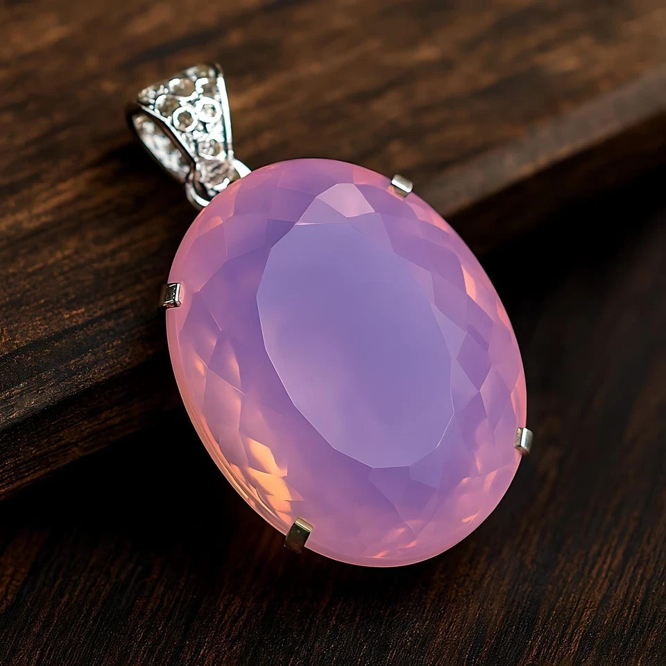 115 Ct Natural Pink Opal 925 Solid Sterling Silver Pendant A+ Gemstone + Gift