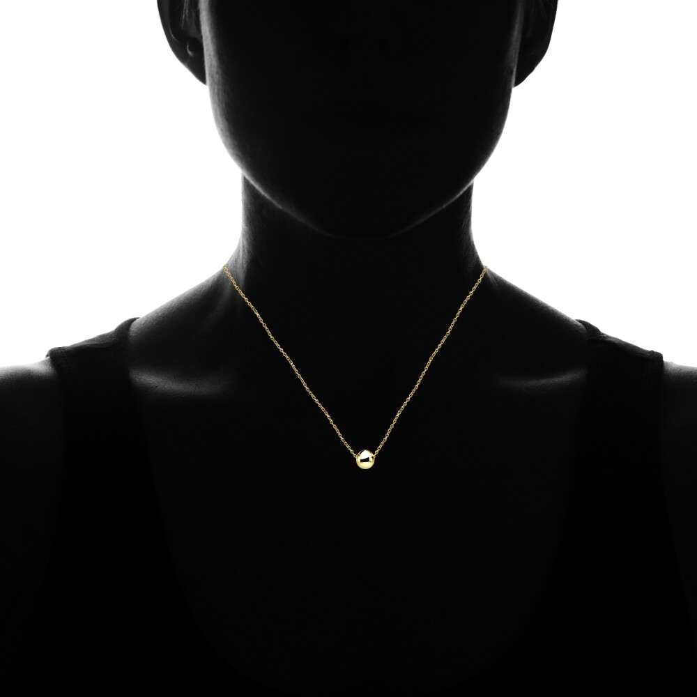 Yellow Gold Flashed Sterling Silver High Polished 7mm Ball Bead Slide Necklace