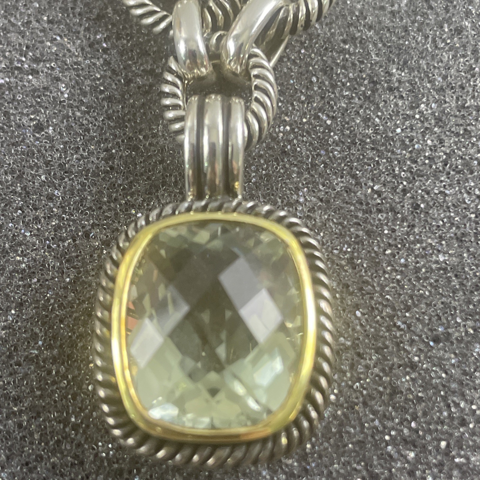 Michelle Albala 925 Silver Prasiolite Cushion Enhancer Cable Link Toggle Chain