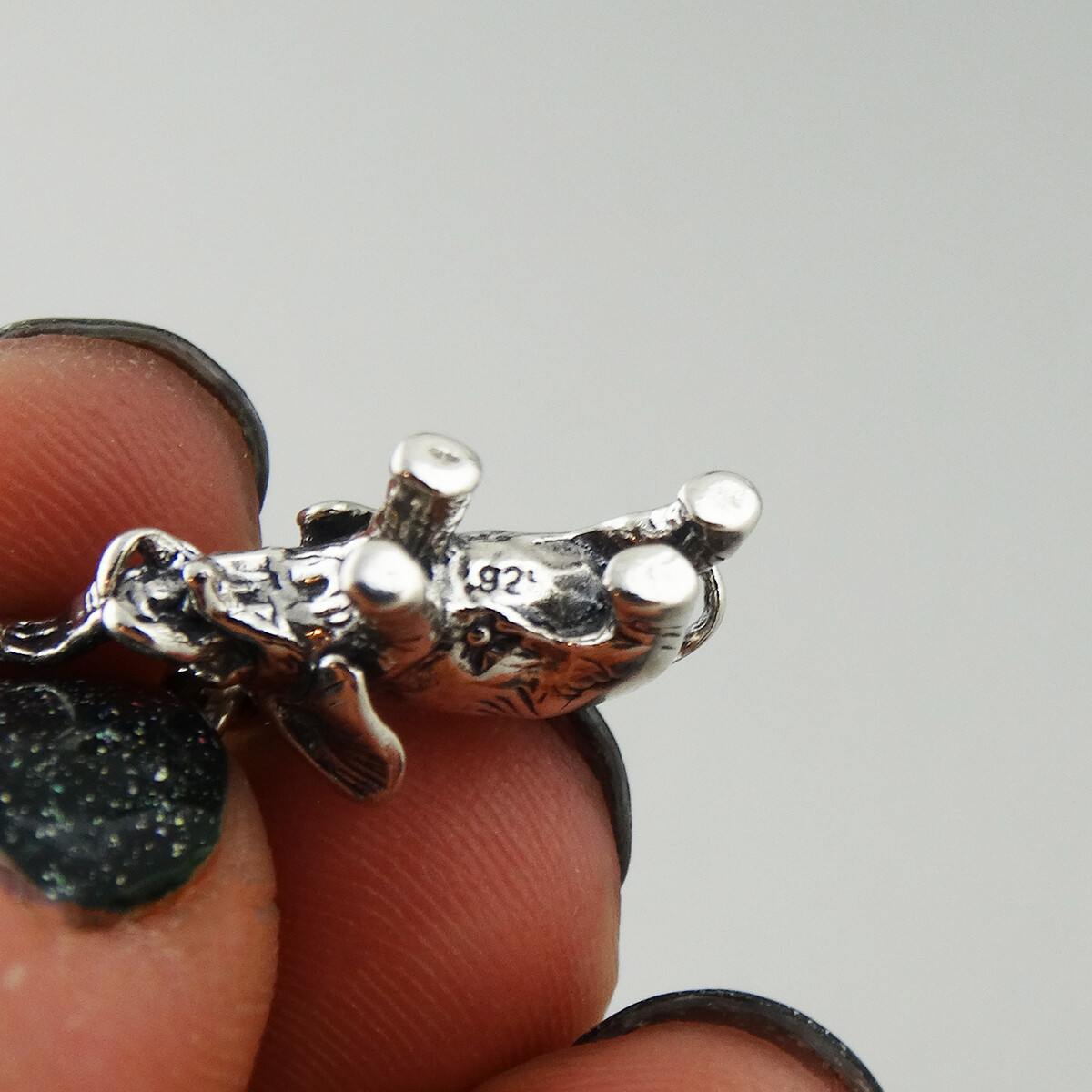 3D Elephant Charm Necklace -925 Sterling Silver-Zoo Safari 3-Dimensional Pendant