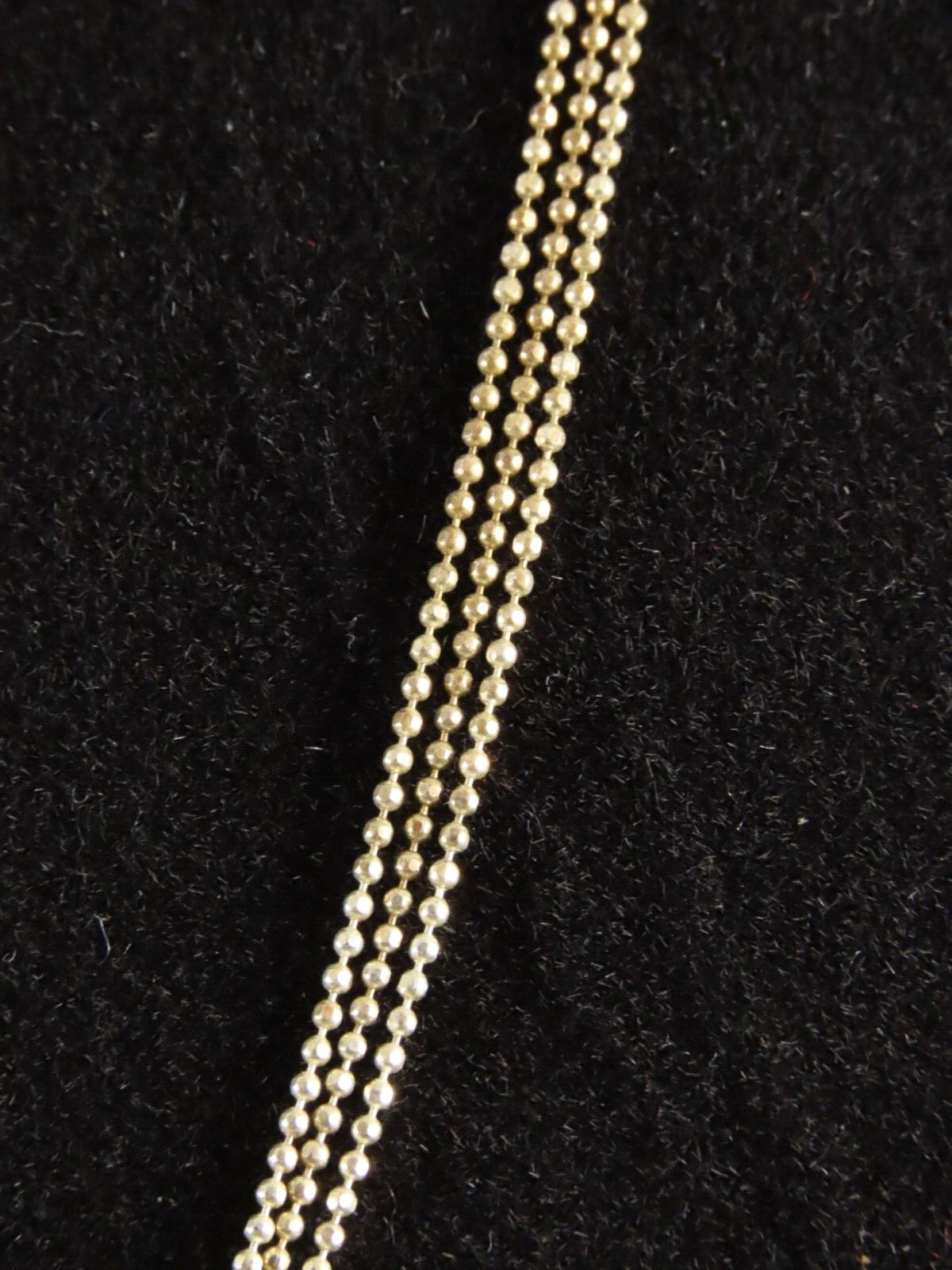 FAS STERLING SILVER Three Strand BEAD CHAIN NECKLACE Super Versatile 18″ LONG