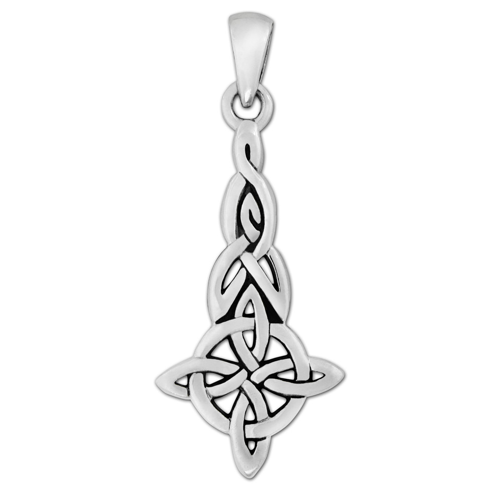 Sterling Silver Celtic Quaternary Witches Knot Pendant – Symbol of Protection