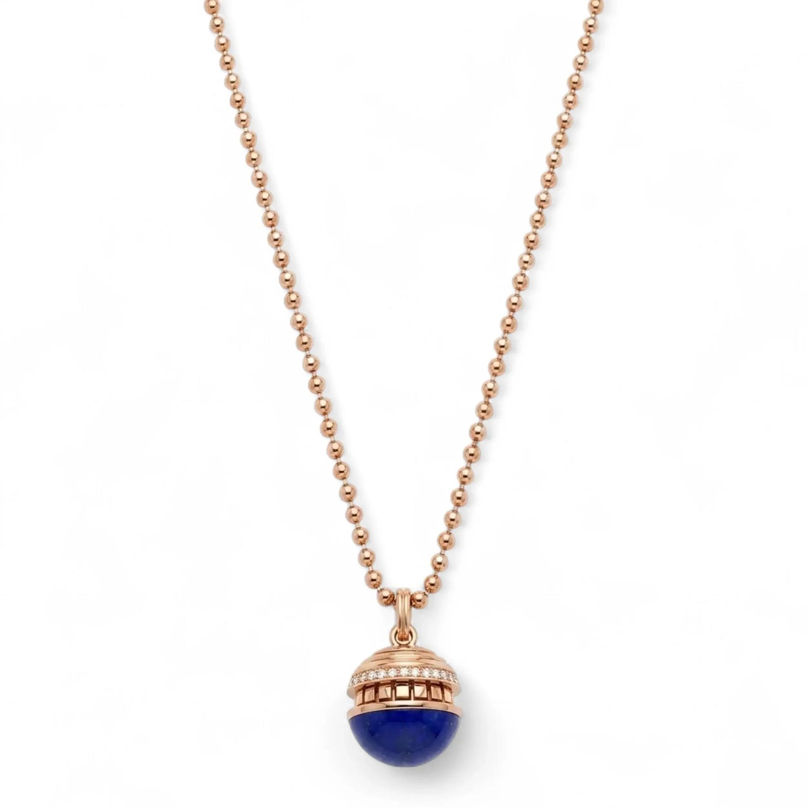Roberto Coin Mosaic Diamond & Lapis Lazuli Pendant Necklace 18K Rose Gold 0.17Ct
