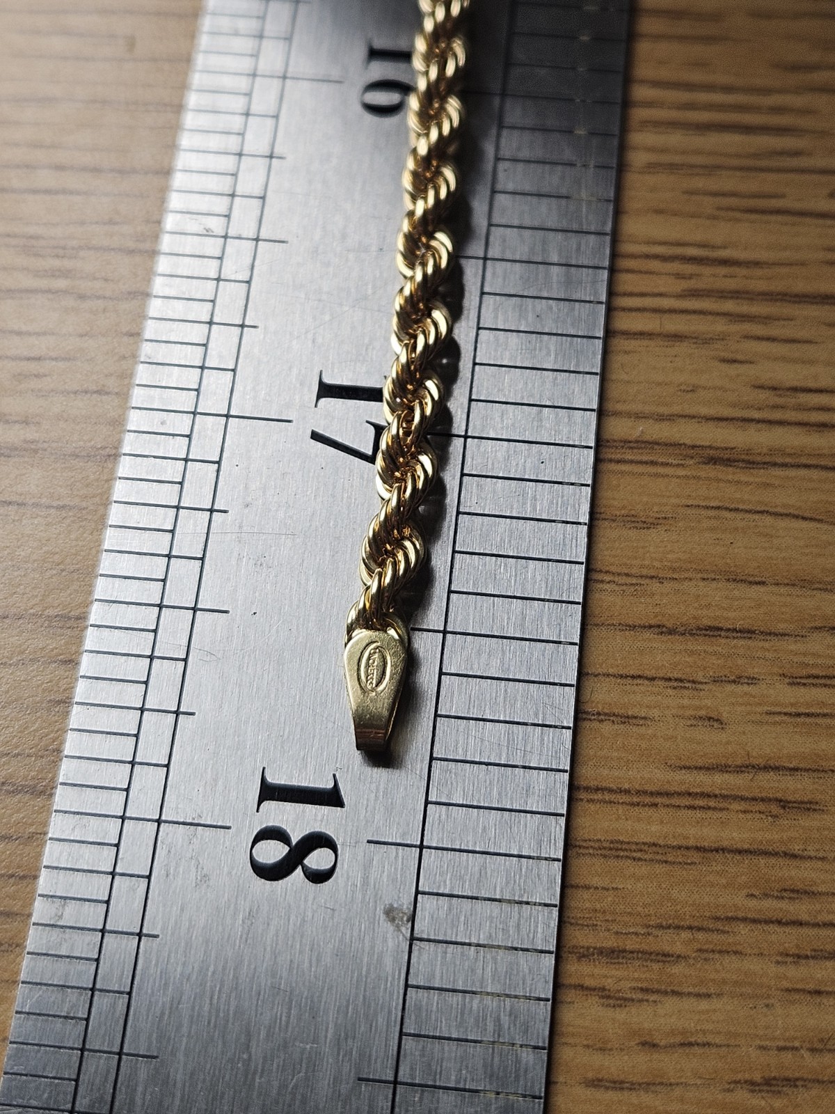 18K Yellow Gold Diamond-Cut Rope Chain Necklace, 17.6”, 8.5g, 3.5mm