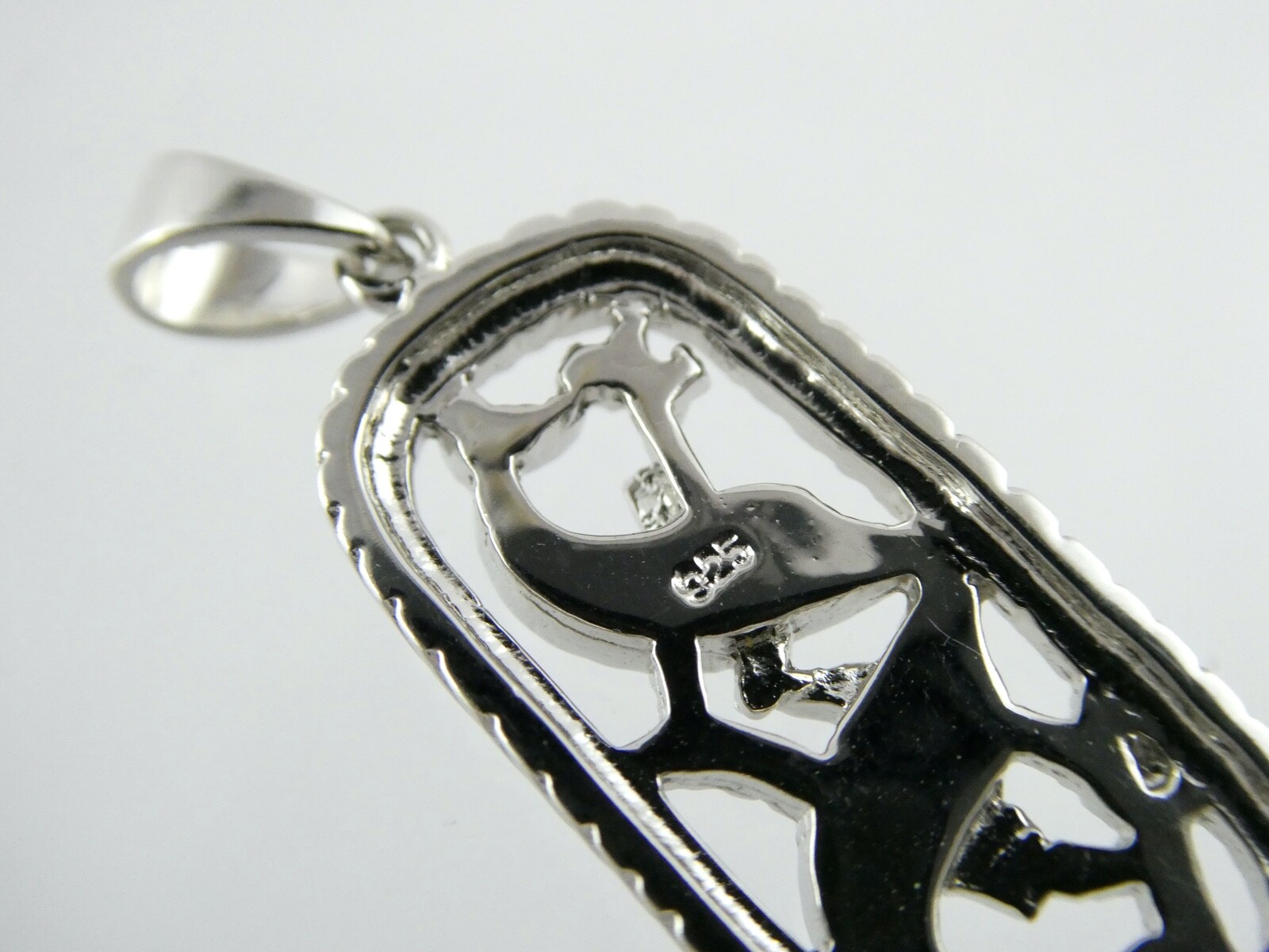 Sterling Silver Simulated Blue Opal Inlay Two Dolphin Pendant 925 5.3g 1 3/8 In