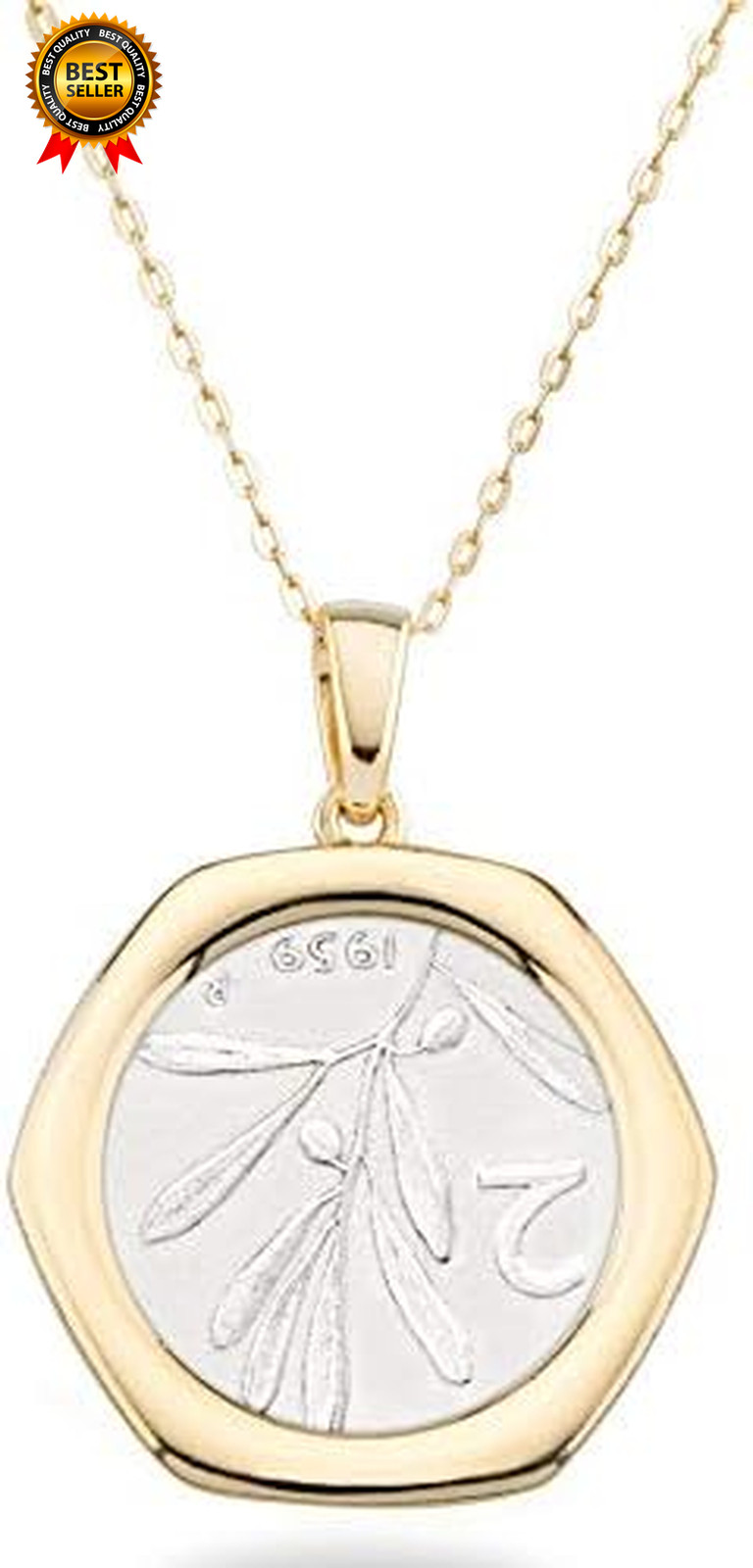 Italian 18K Gold over 925 Sterling Silver Genuine 2-Lira Bee Coin Medallion