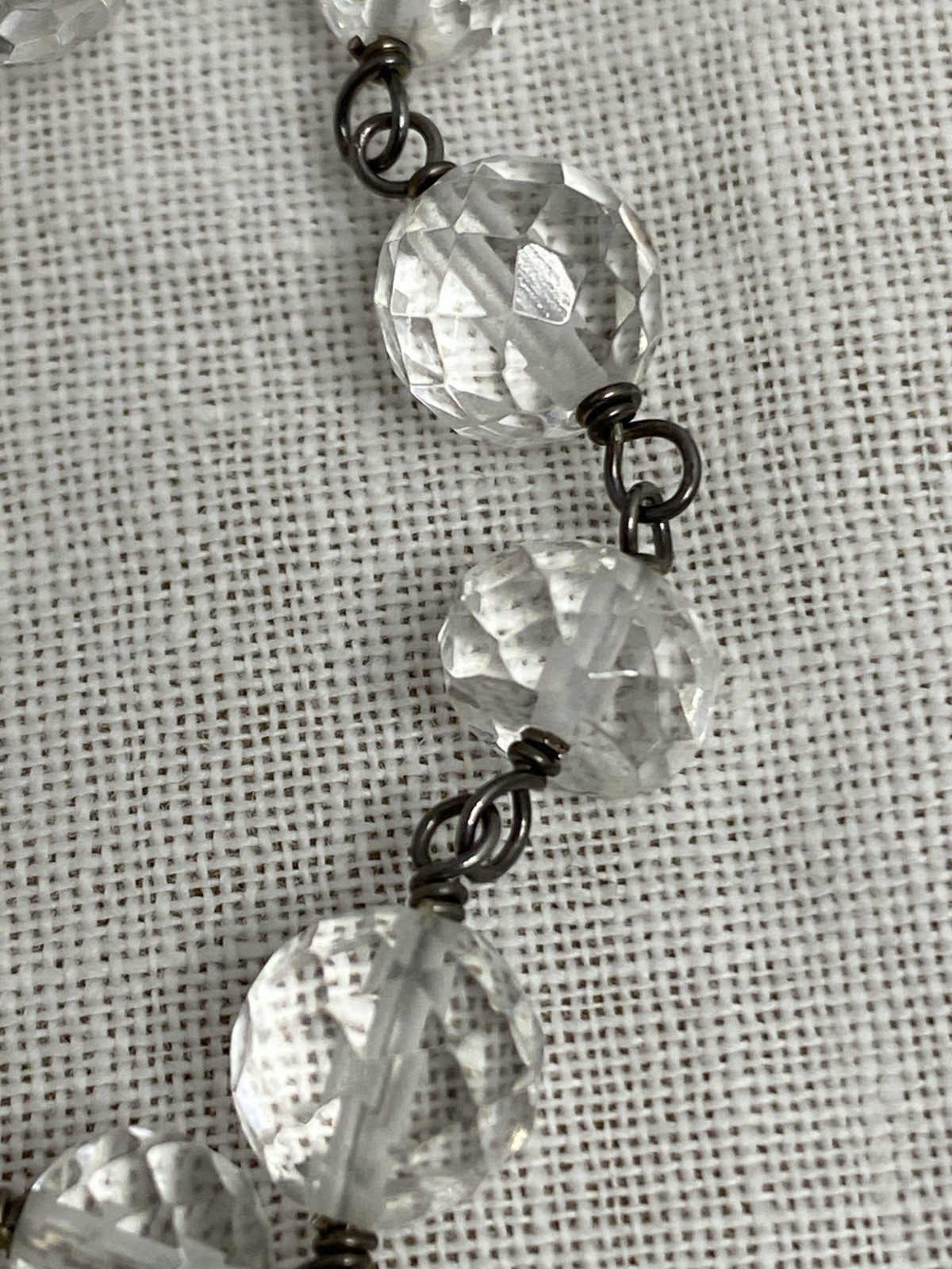 Silpada Necklace Sterling Silver Faceted Glass Beaded Lariat Signed Long 36”