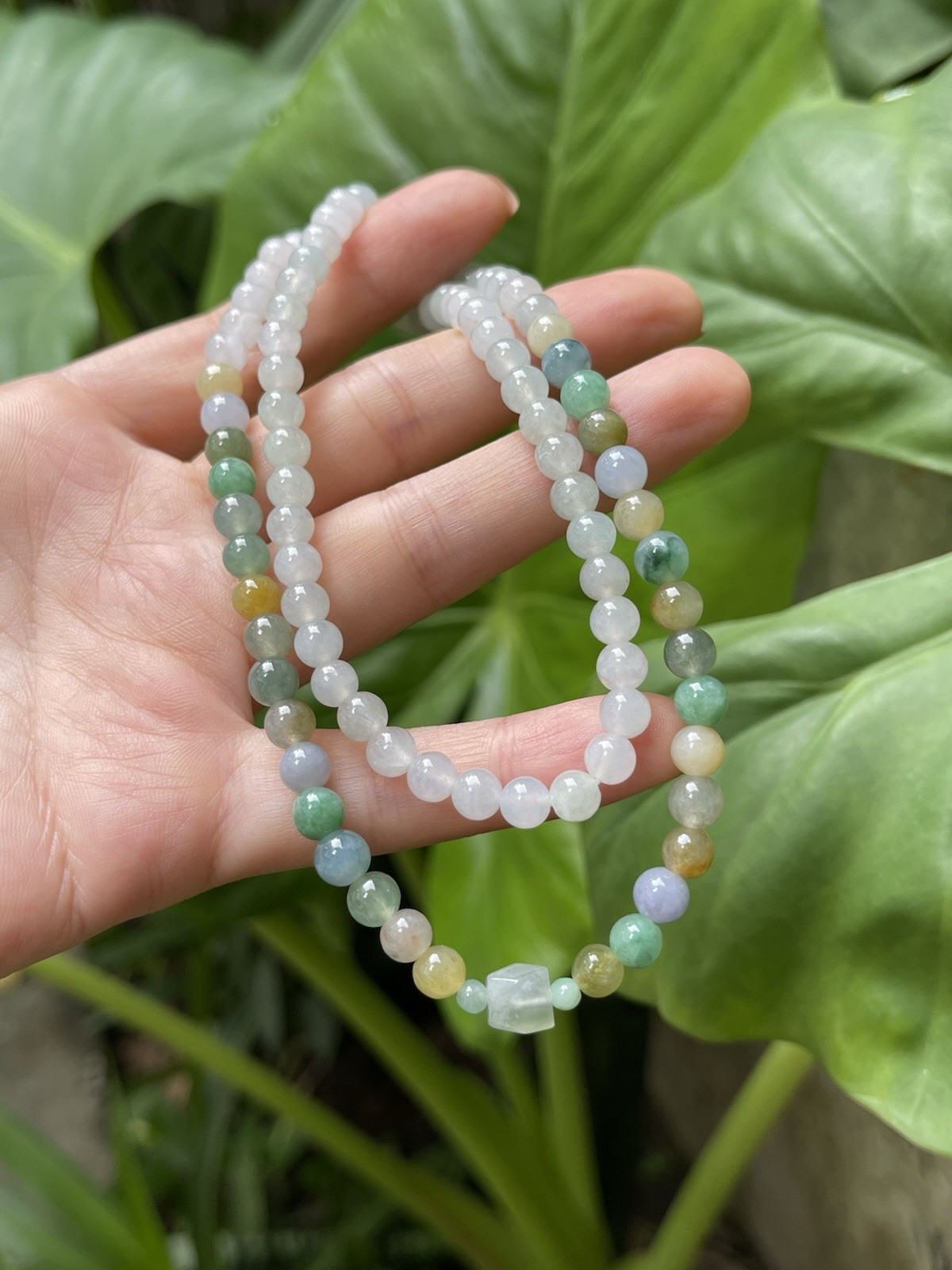 Natural Type A Burmese Myanmar Jadeite 5.7-6mm 50cm icy Necklace