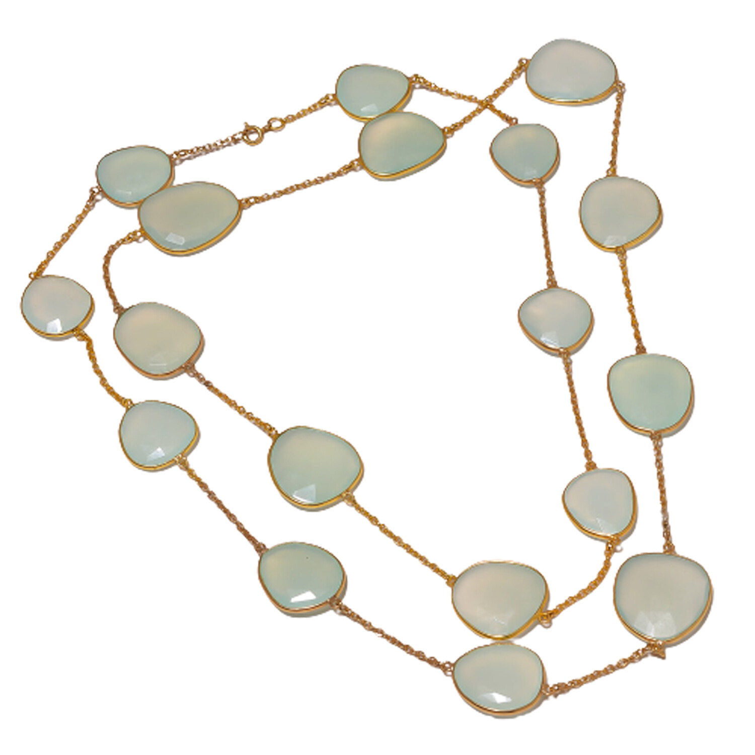 Aqua Chalcedony Bezel Silver Chain,Chalcedony Bezel Chain,Aqua Chalcedony Chain