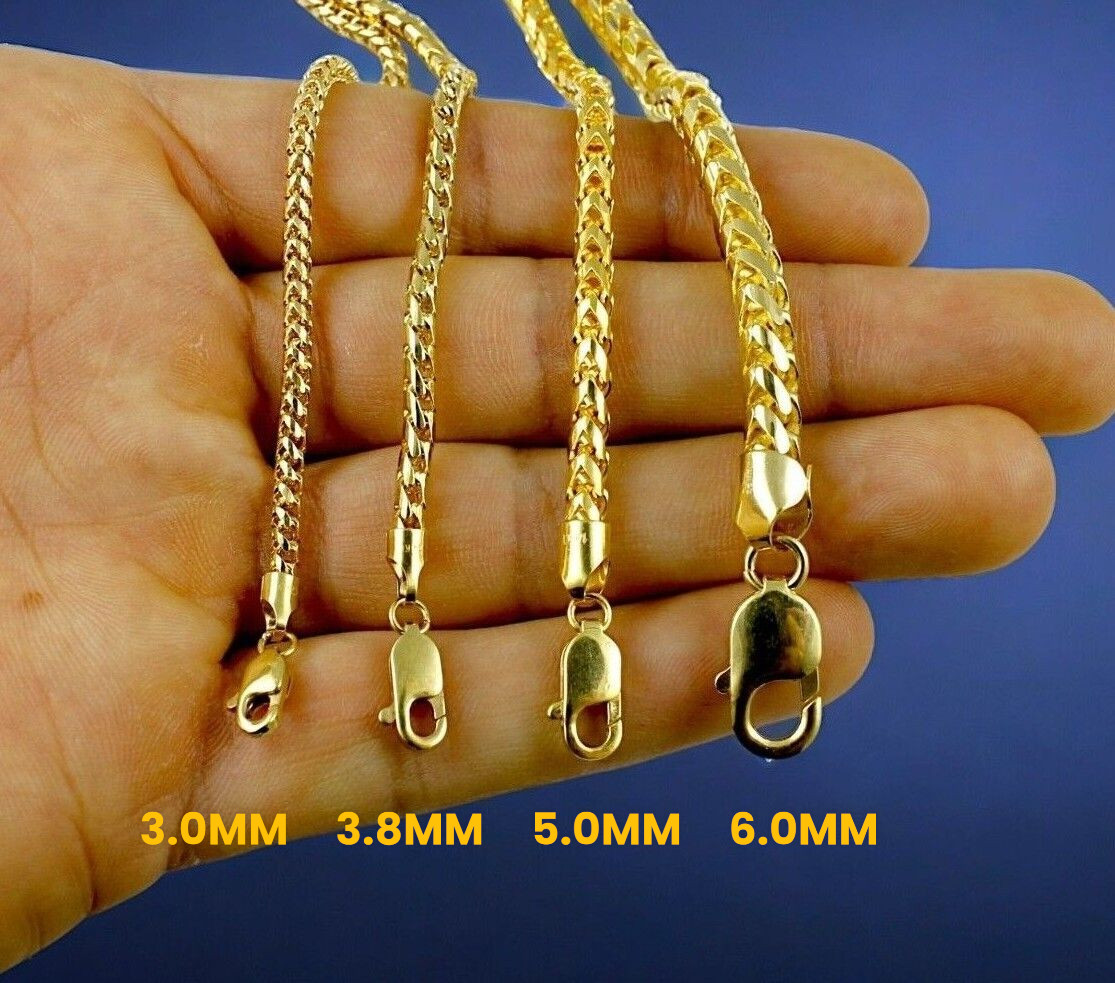 14K Yellow Gold SOLID Franco Round Box Necklace Bracelet Chain 1mm-6mm 7″-30″