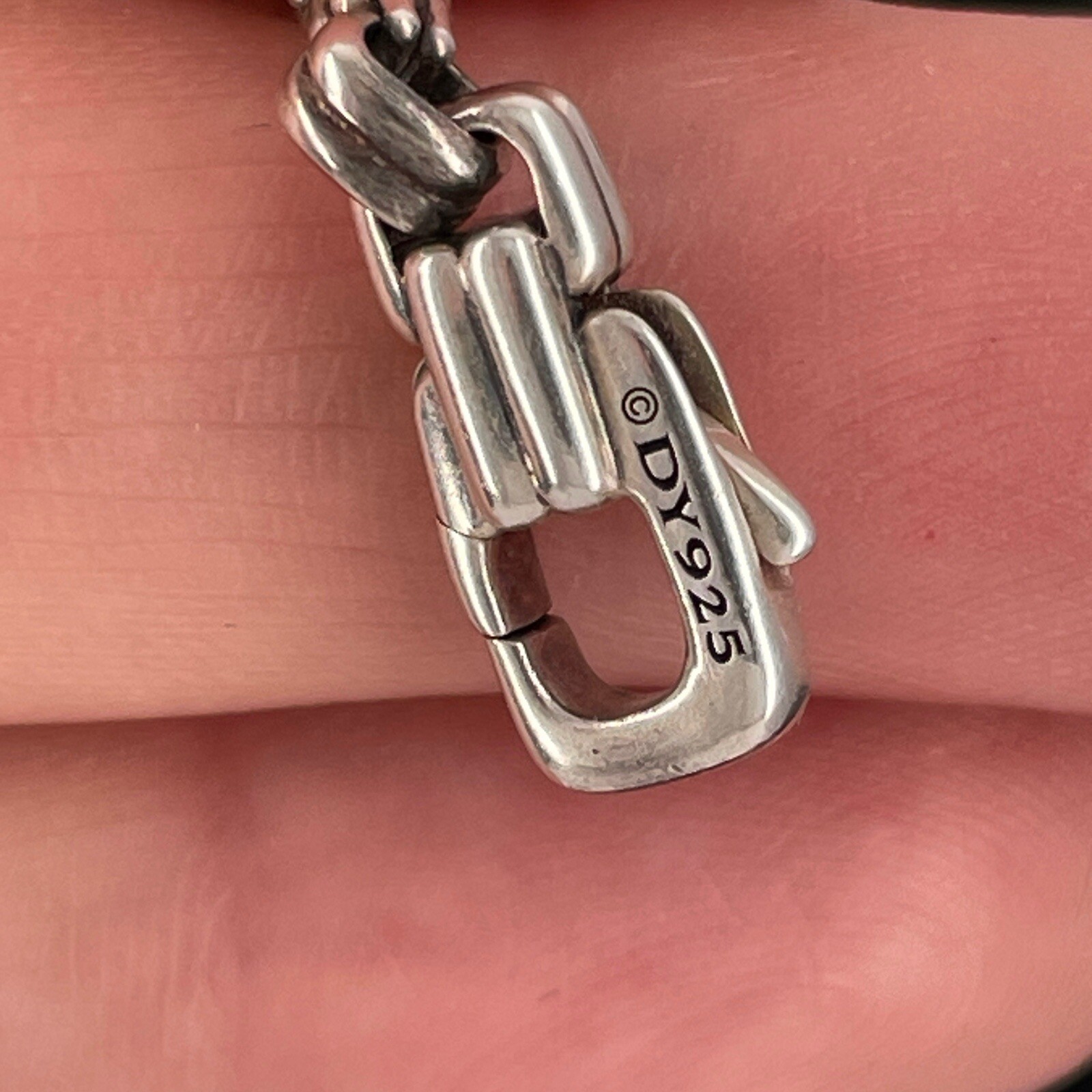 David Yurman Silver Diamonds & Garnets Chevron Tag Pendant Necklace $5000 Retail