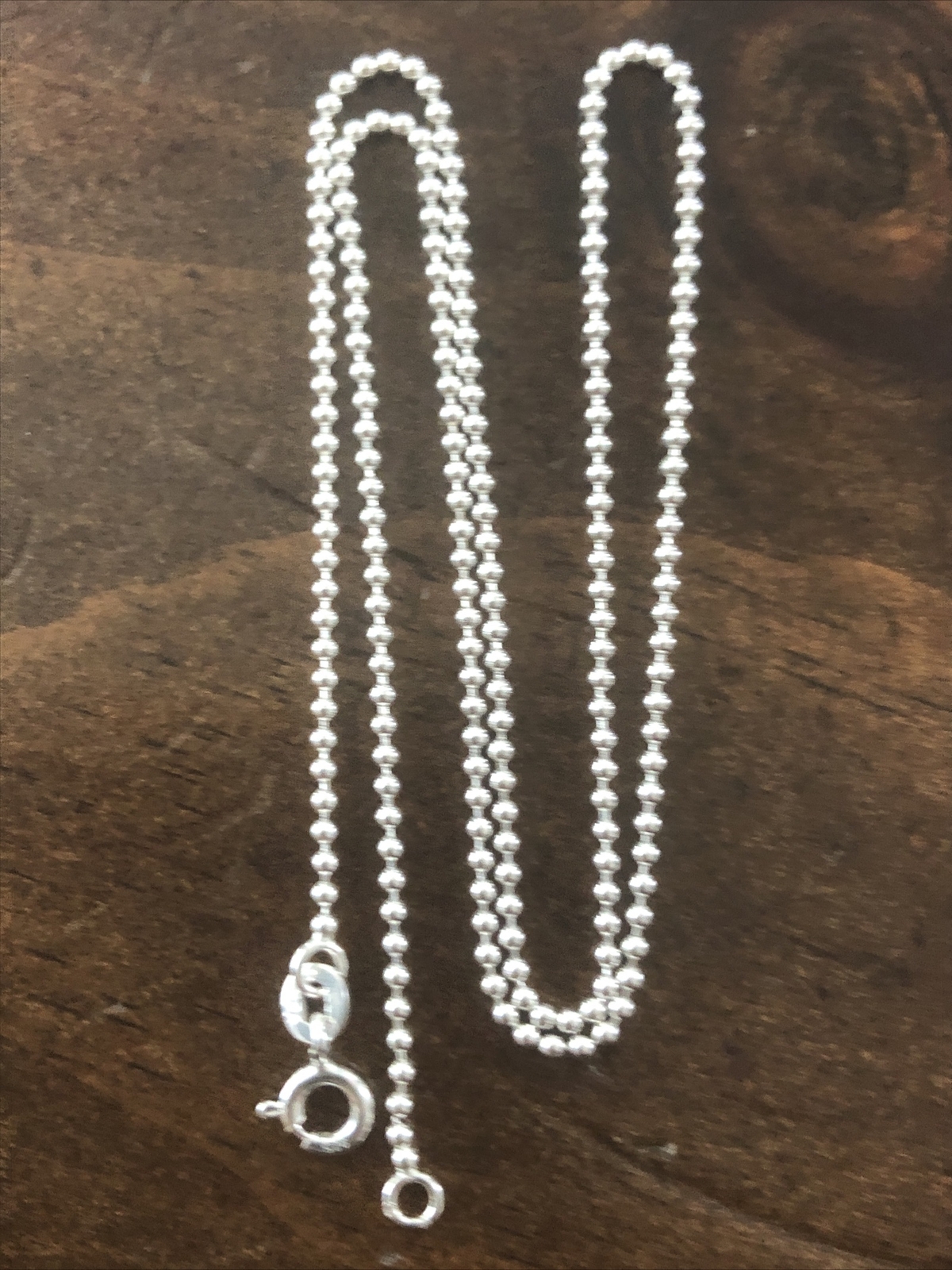 New 925 Sterling Silver Beaded 16” Chain Necklace 1.5mm