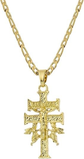 14K Gold Silver Tone Stainless Steel Caravaca Crucifix Cross Charm Pendant Neckl