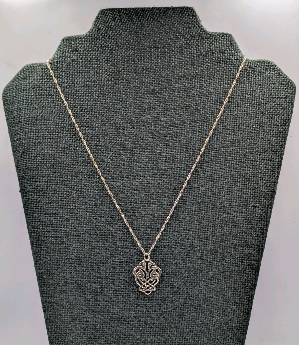 Artisan 925 Sterling Silver Celtic Love Birds Pendant 18.75″ Singapore Necklace