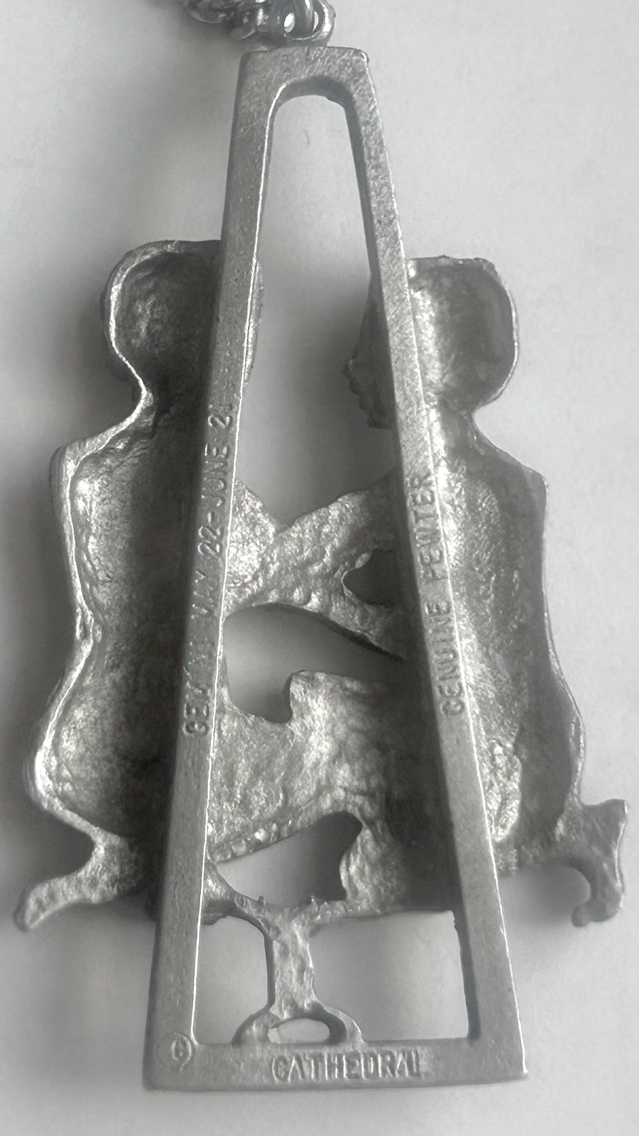 Vintage Gemini Zodiac Pewter Pendant Necklace Twins May June Astroligy Pendant
