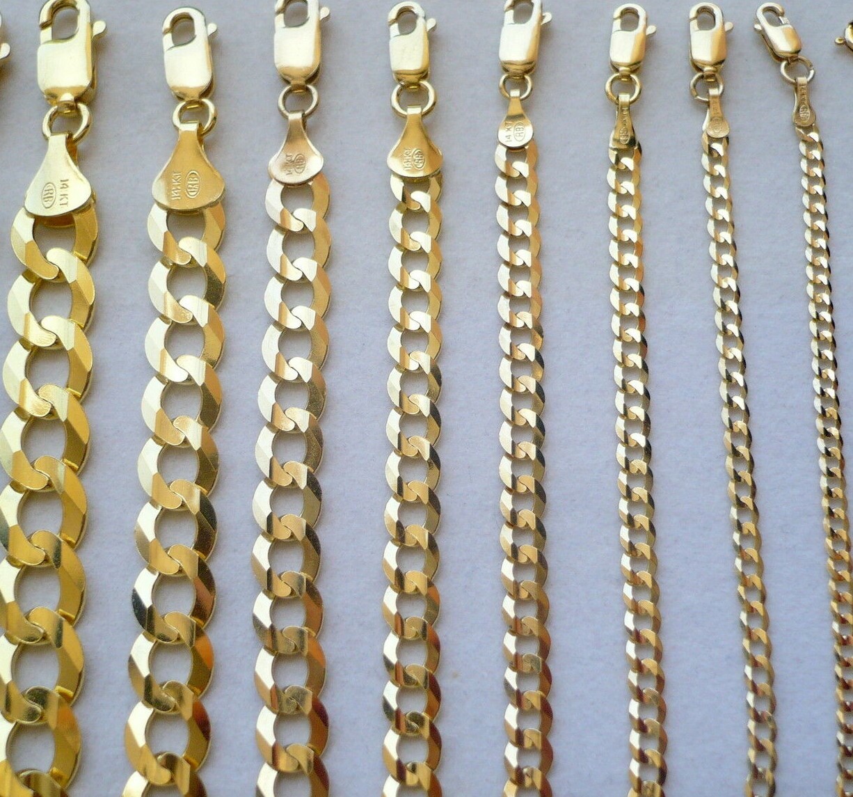 CUBAN LINK CHAIN 14K SOLID GOLD 2MM – 9.5MM WOMEN”S/MEN’S NECKLACE CHAIN 16″-30″