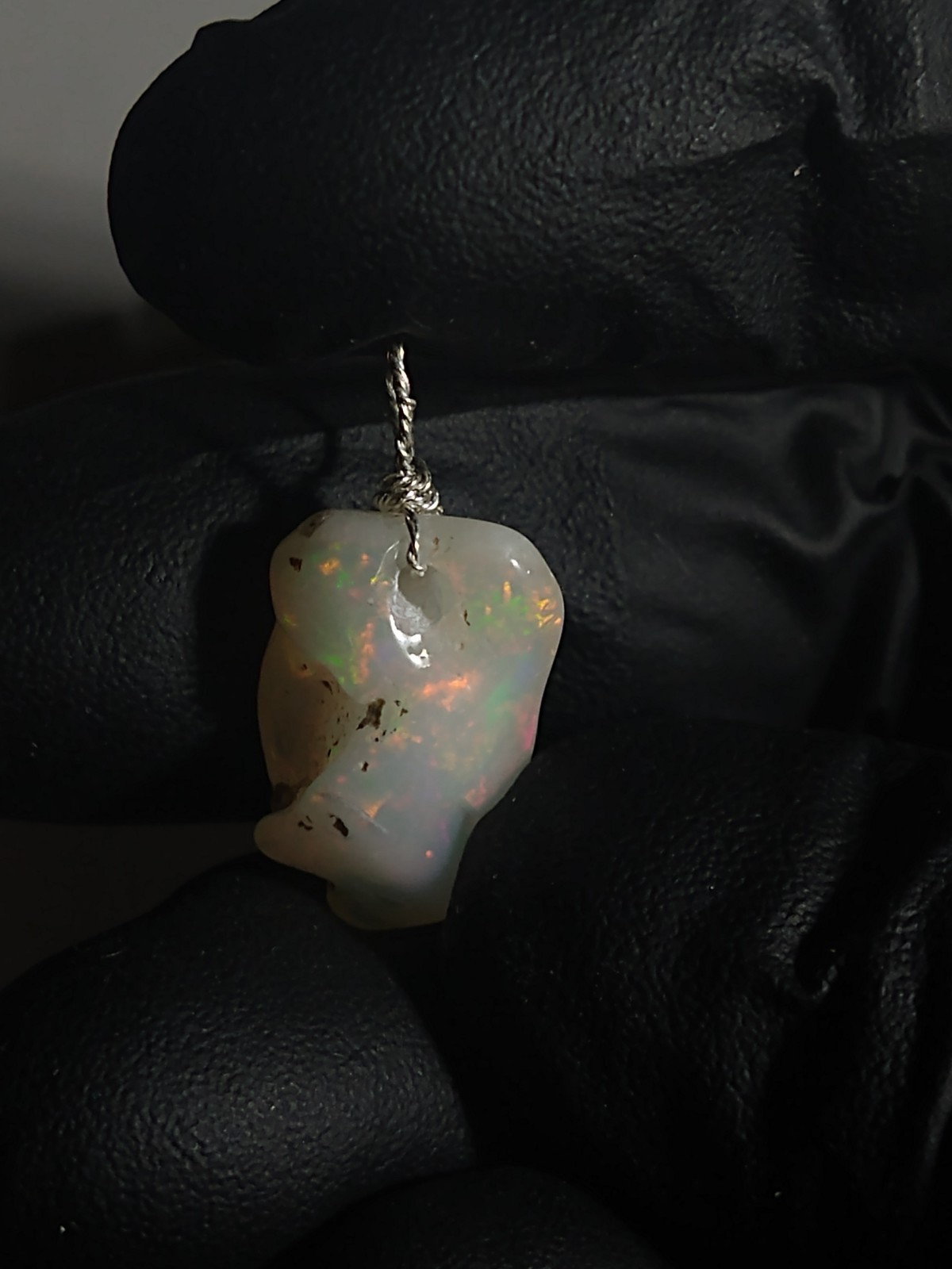 Bigger Opal Pendant Tumble Freeform Sterling Silver