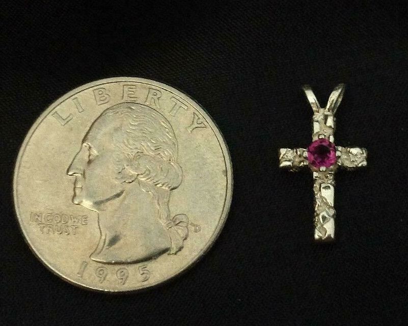 PETITE BIRTHSTONE CROSS PENDANT CRAFTED WITH .925 STERLING AND GENUINE GEMSTONES